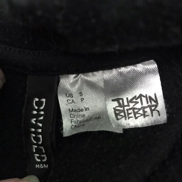 Justin Bieber Changes H&M Divided Black Hoodie Women's Small Long Sleeve Sweater - Picture 5 of 10